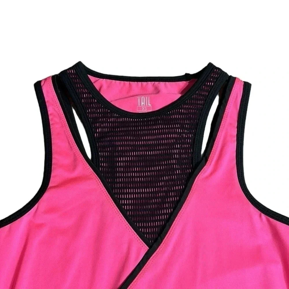 NWOT  XS TAIL Sleeveless, bright pink and black trim,crochet overlay Tank top - Picture 10 of 11